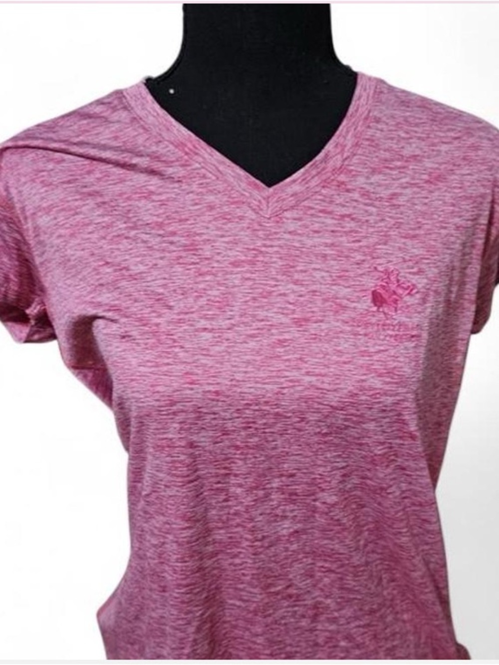 Beverly Hills Polo Club Heathered Pink V-Neck Tee